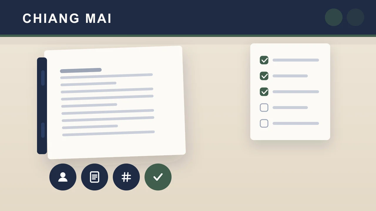 Chiang Mai editorial illustration with a checklist for owner-paid costs and reimbursement evidence