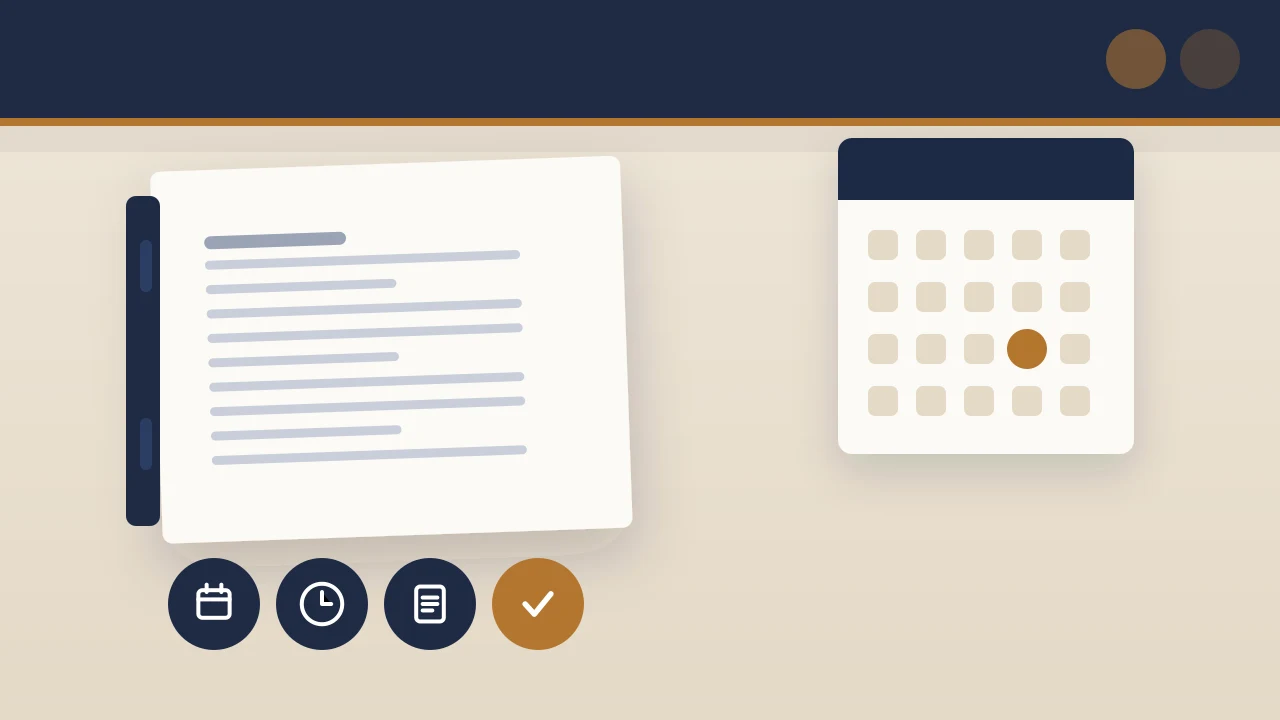 A wall calendar marking the April and October Form 5472 filing deadlines beside a filing package