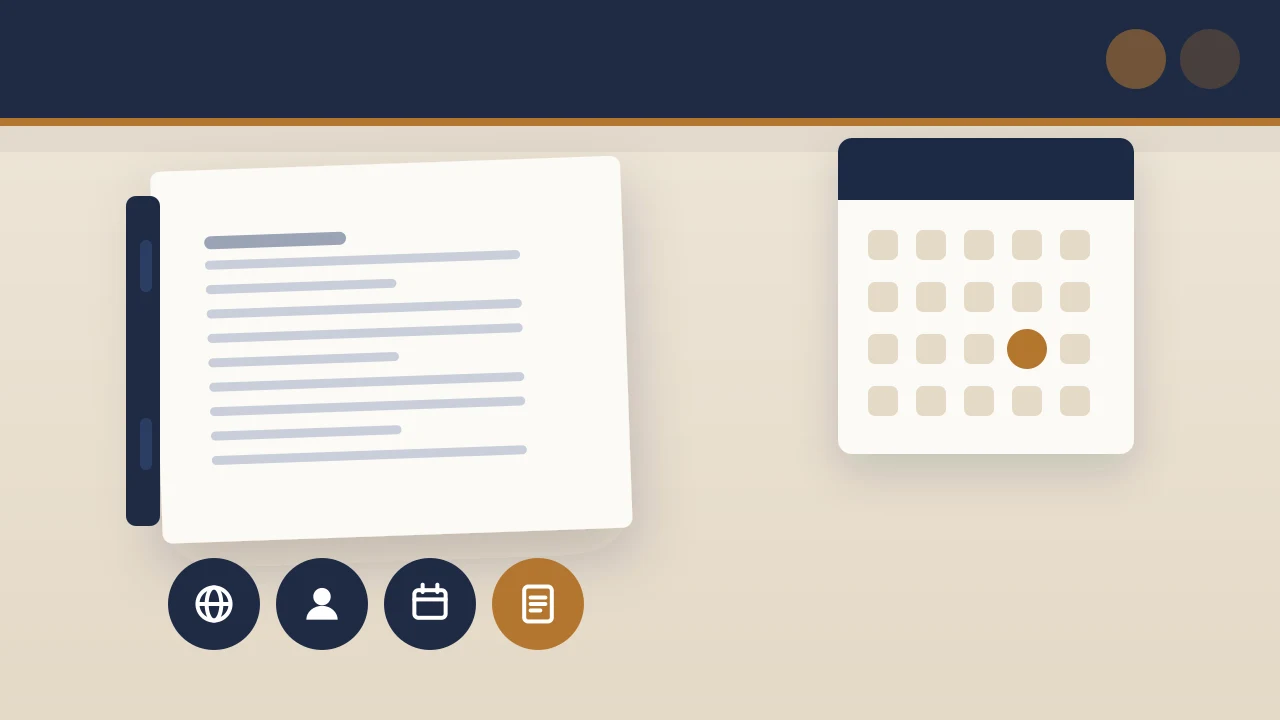 A calendar and international identity symbols illustrate reviewing the year an LLC owner's tax residency changes